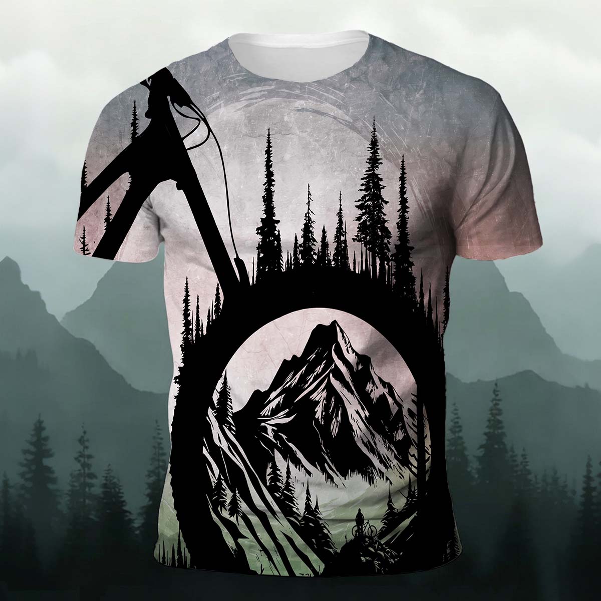 Forest Print Outdoor Cycling Casual T-Shirt