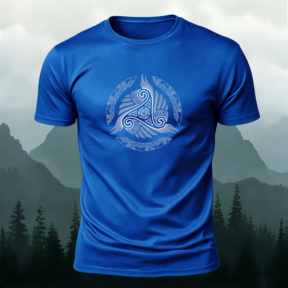 Viking Totem Print Casual Cotton T-Shirt
