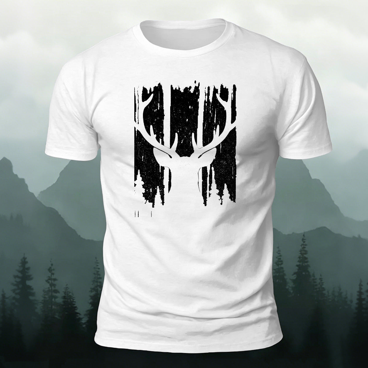 Moose Print Fashion Premium Cotton Casual T-Shirt Black