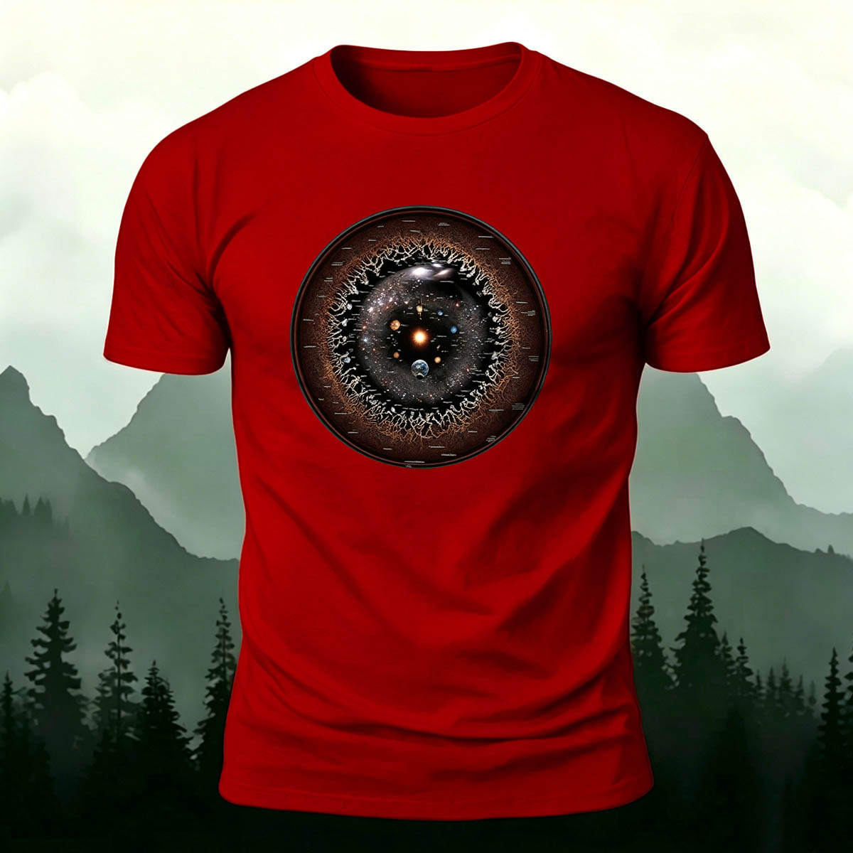 Galaxy Eye Creative Print Casual 100% Cotton T-Shirt