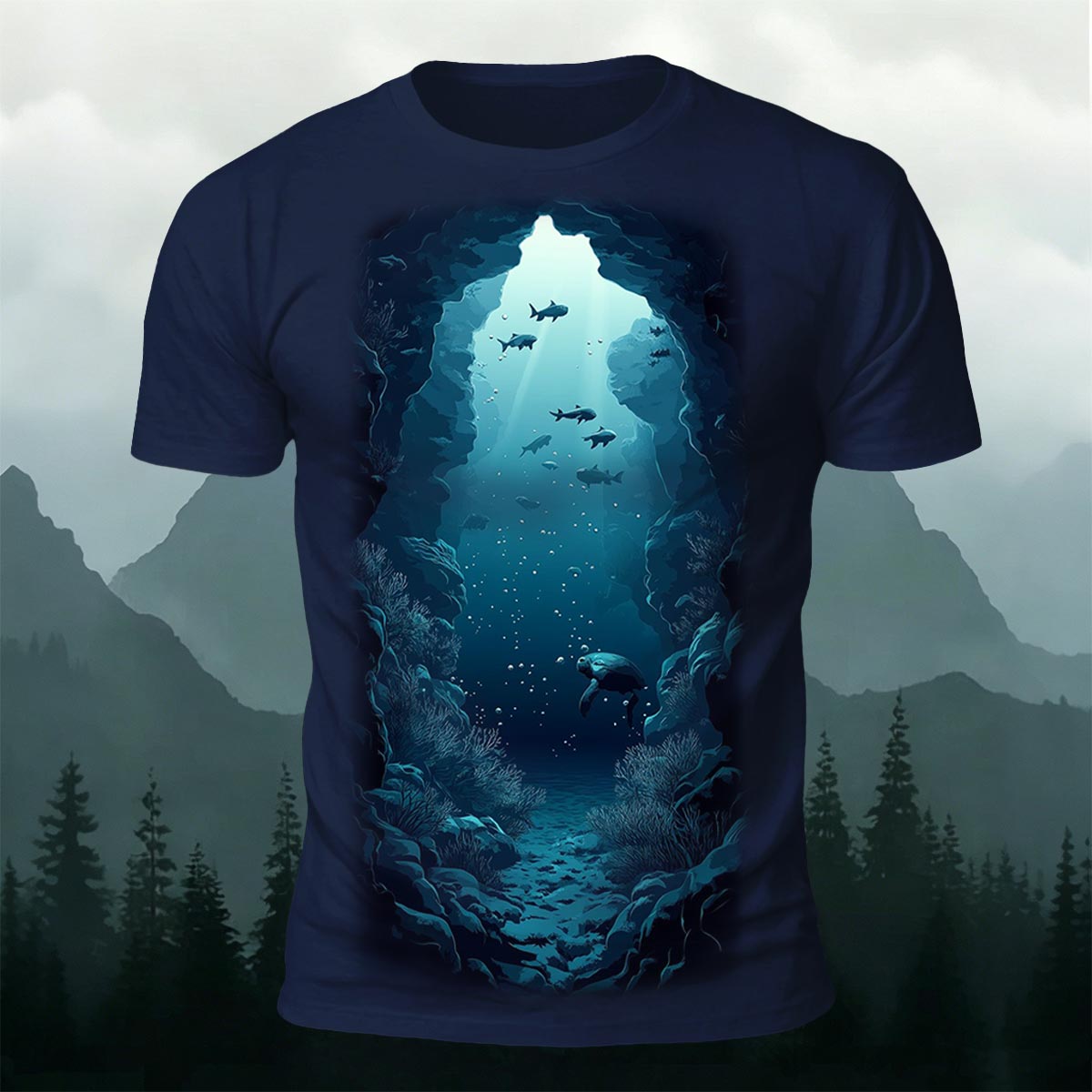 Deep Sea Fantasy World Printed Casual T-Shirt