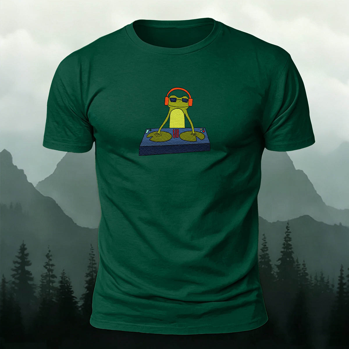 Frog DJ Print 100% Cotton Crew Neck T-Shirt