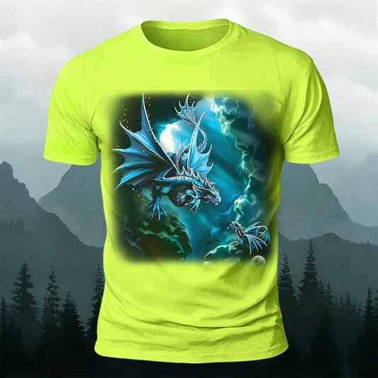 Western Fantasy Dragon Print Comfortable T-Shirt
