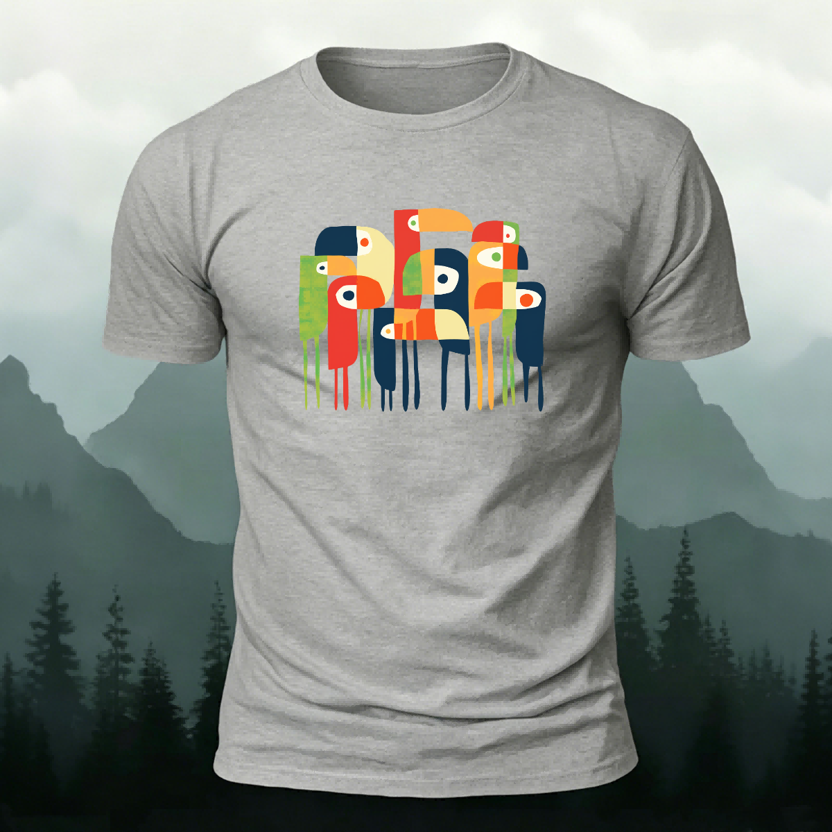Abstract Bird Artistic Casual Premium Cotton T-Shirt