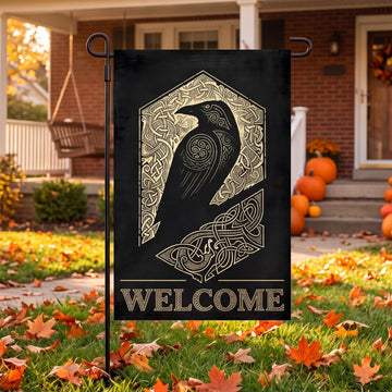 Linen Viking Raven Garden Flag