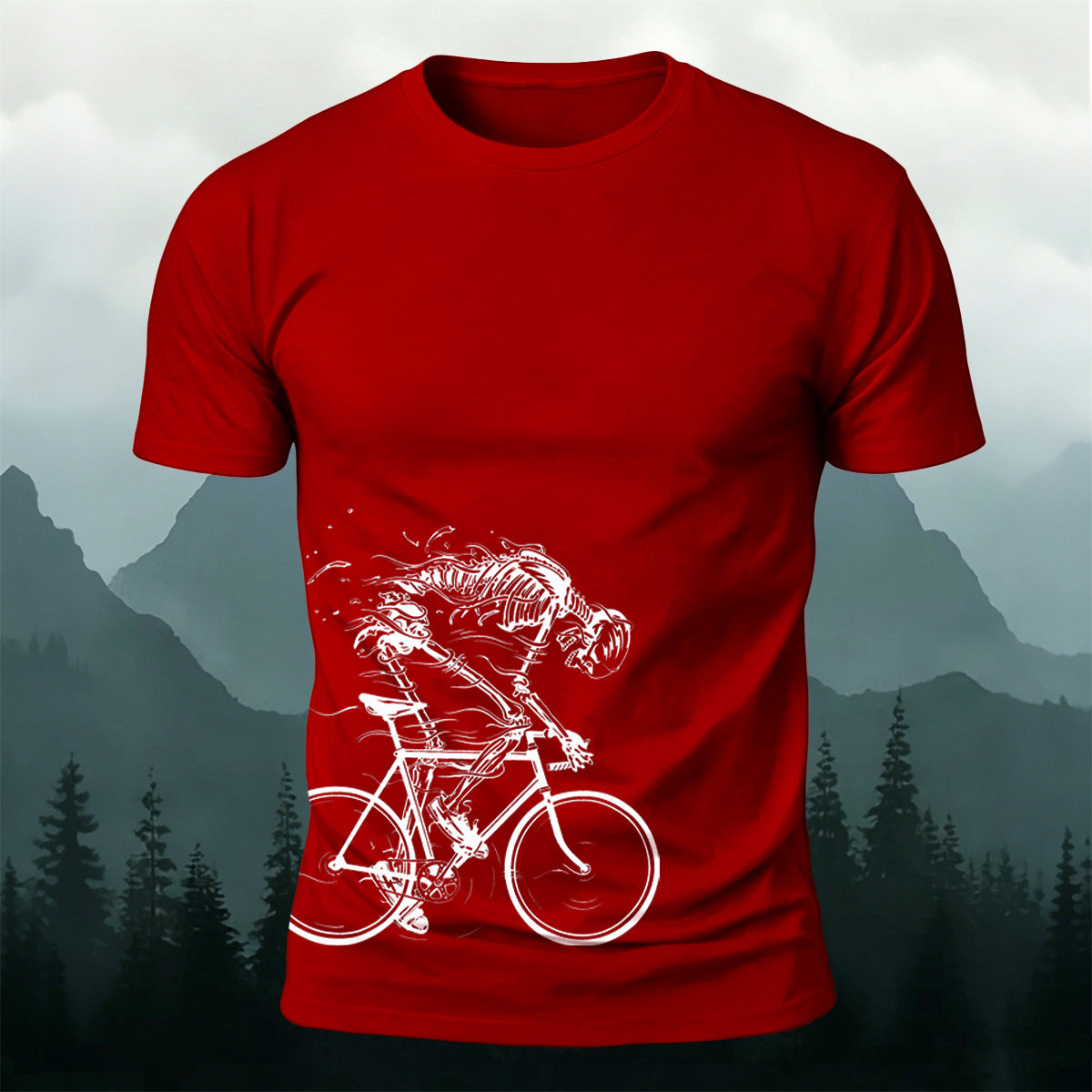Cycling Skeleton Fun Graphic Casual 100% Cotton Tee