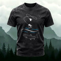 Fishing Pattern Natural Style Ultra-soft Fabric T-Shirt  Black