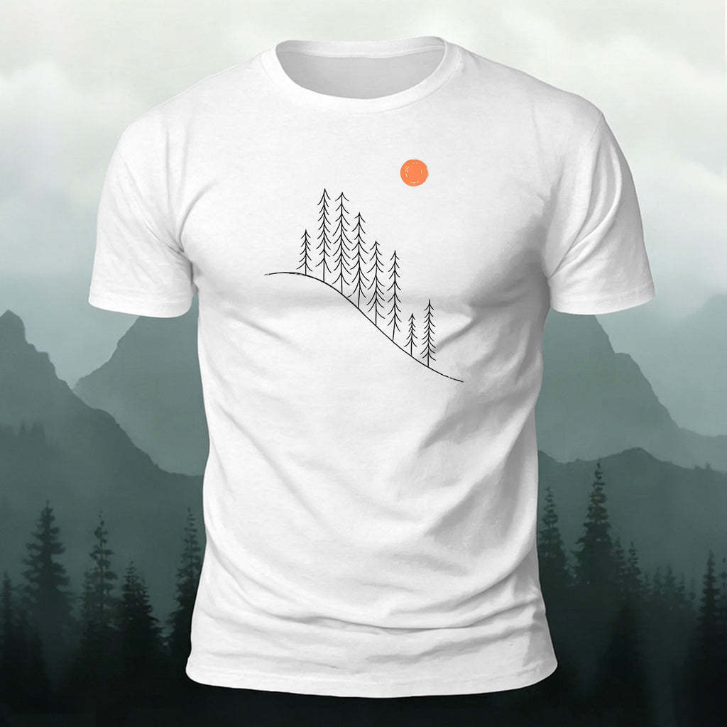 Minimalist Landscape Pattern Comfortable Premium Cotton T-shirt White