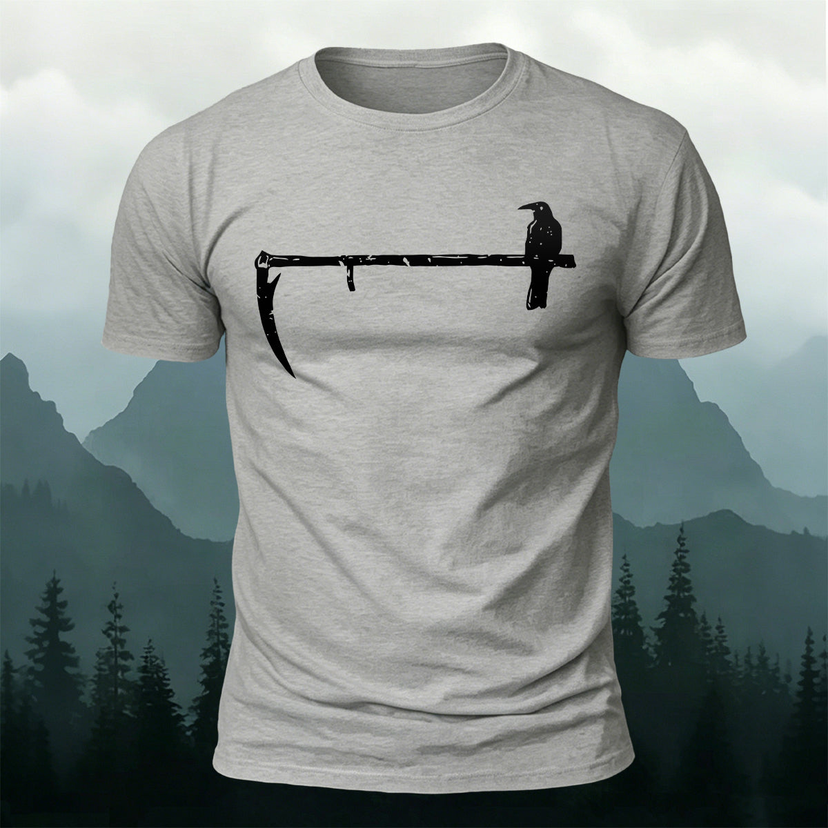 Lonely Bird Standing Scythe Casual Cotton T-Shirt