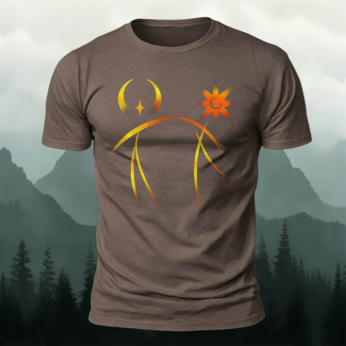 Line Sun Moon Fashion Casual Breathable T-Shirt