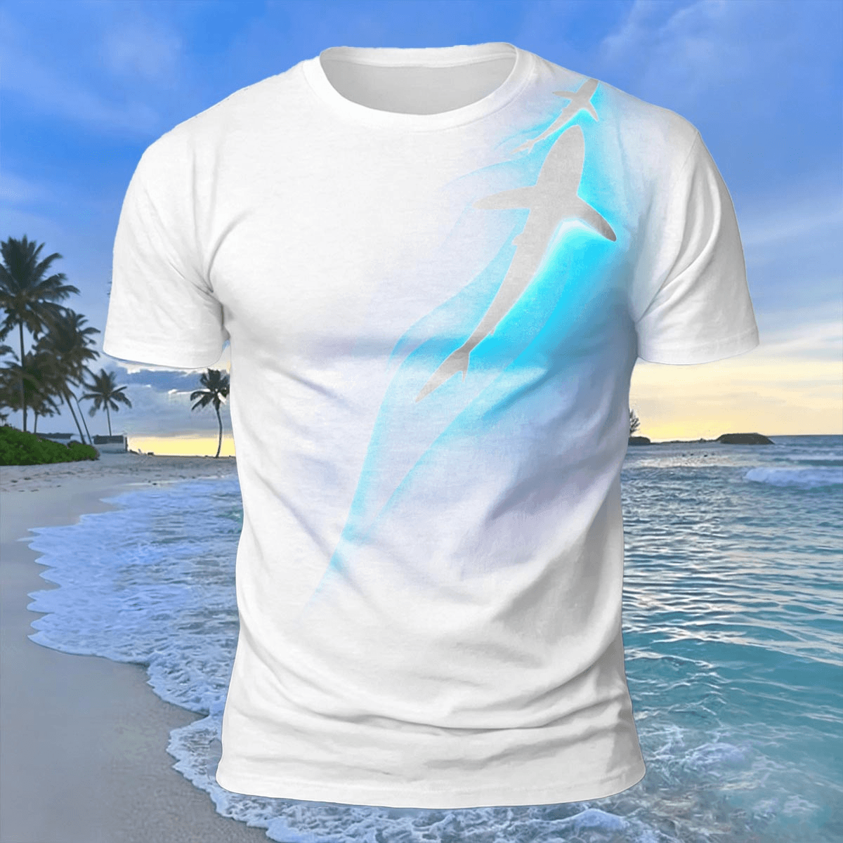 Ocean Spirit Whale Print 100% Cotton Casual T-Shirt