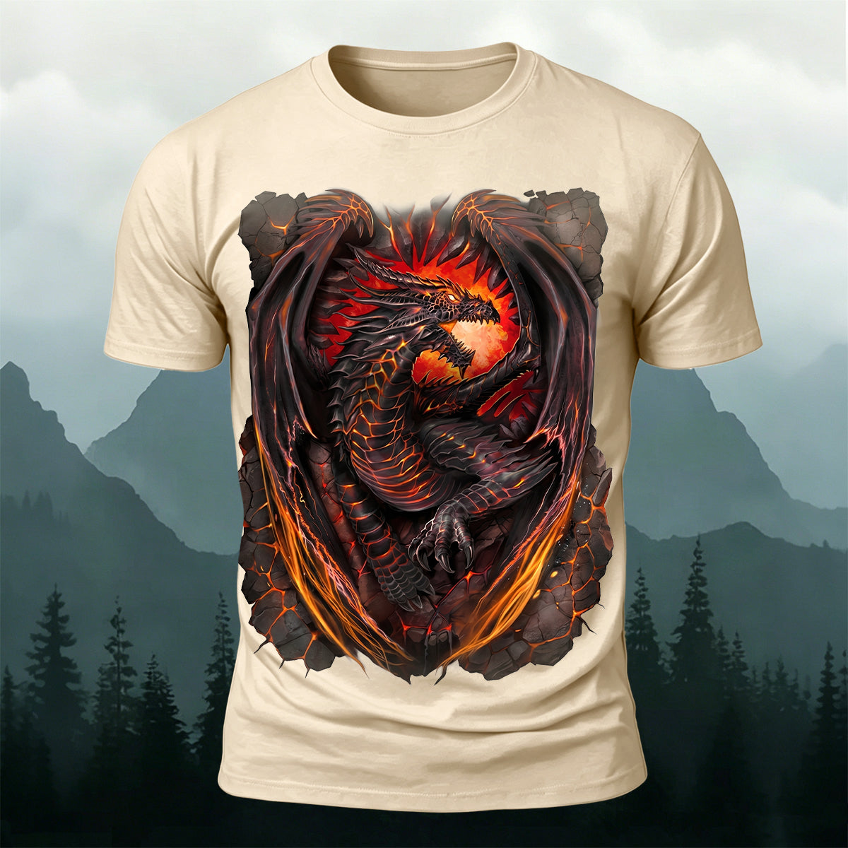 Retro Evil Dragon Print Casual Comfortable T-Shirt