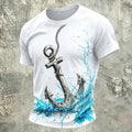 Retro Nautical Anchor Graphic Casual T-Shirt White