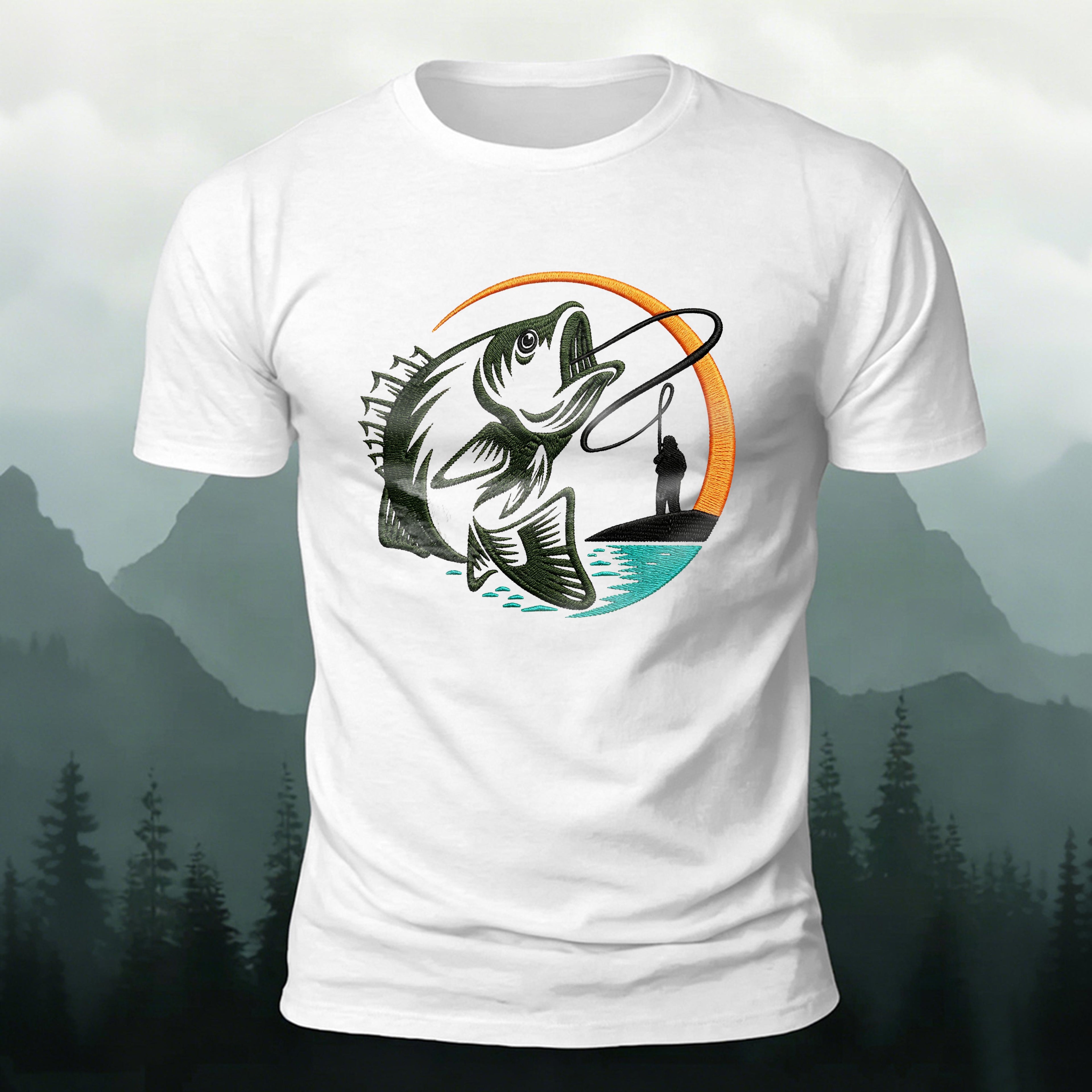 Fishing Pattern UV Transfer Outdoor Comfortable T-Shirt
