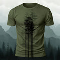 Straight Tree Pattern Retro Casual 100% Cotton Tee AMG