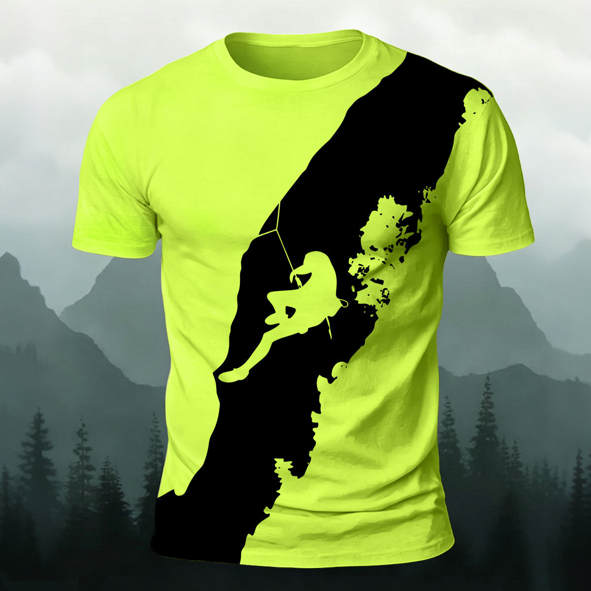 Climbing Enthusiast Print Natural Casual T-Shirt