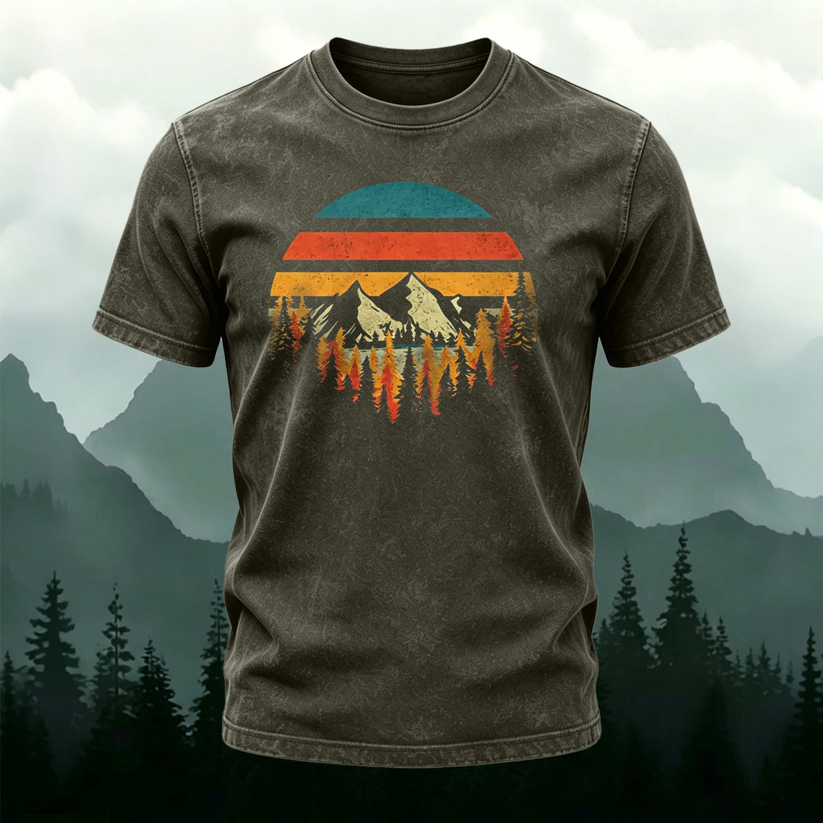 Colorful Landscape Print Ultra-soft Fabric Comfortable T-Shirt