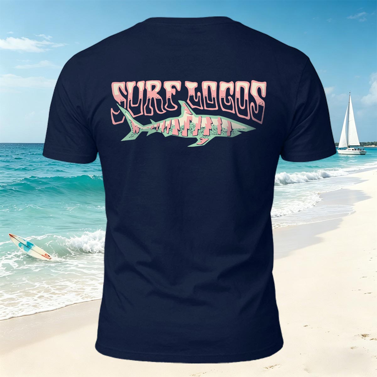 Retro Minimalist Fish-pattern Breathable Seaside T-shirt