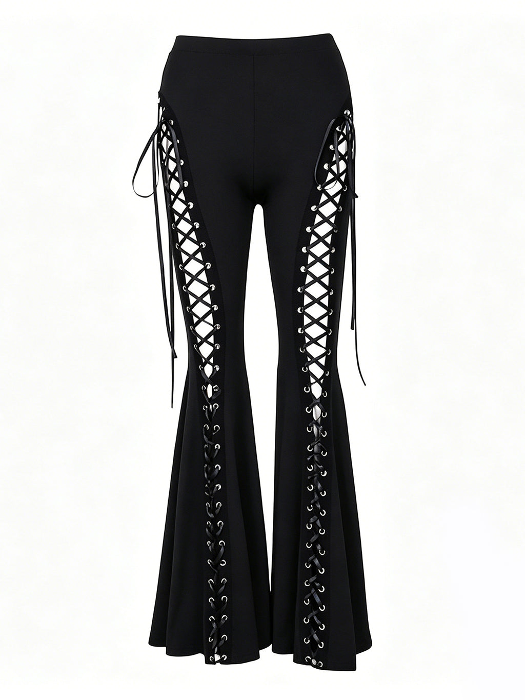 Dark Street Fashion Strap Bell-Bottom Pants