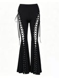 Dark Street Fashion Strap Bell-Bottom Pants