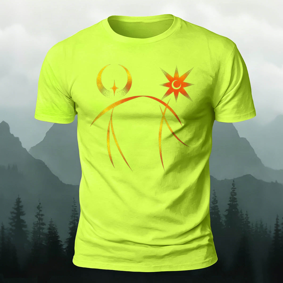 Line Sun Moon Fashion Casual Breathable T-Shirt