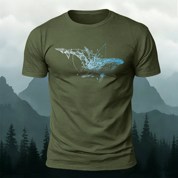 Whale-Print Design Casual 100% Cotton T-Shirt