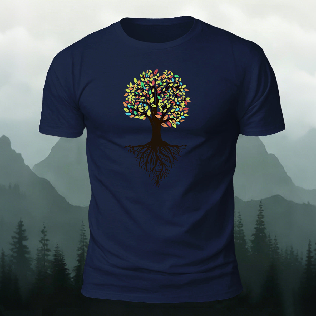 Minimalist Dense Trees Pattern Breathable Material T-Shirt