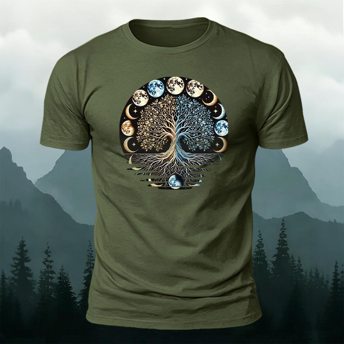 Tech Moon Fashion Print Casual Cotton T-Shirt