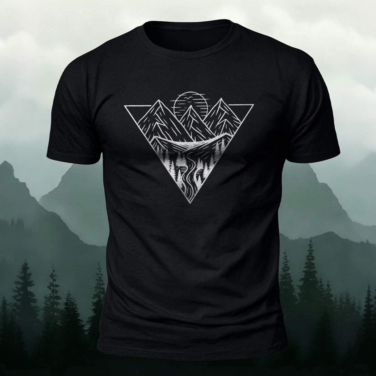 Valley Print Simple Outdoor Breathable Material T-Shirt