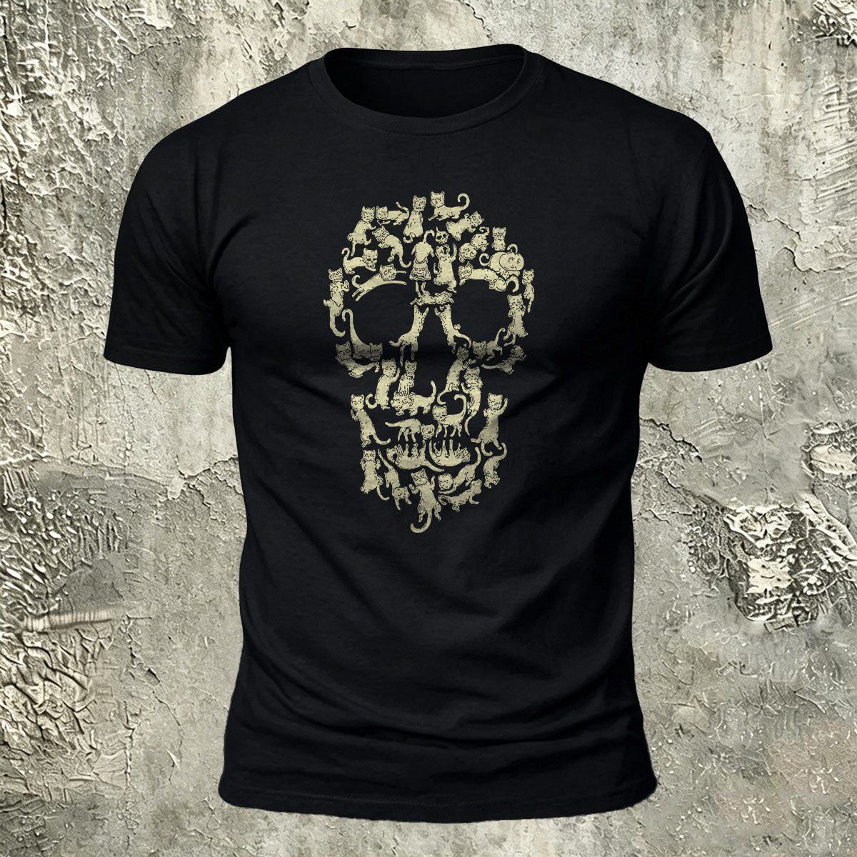 Creative Animal Collage Skull Print Casual Cotton T-Shirt