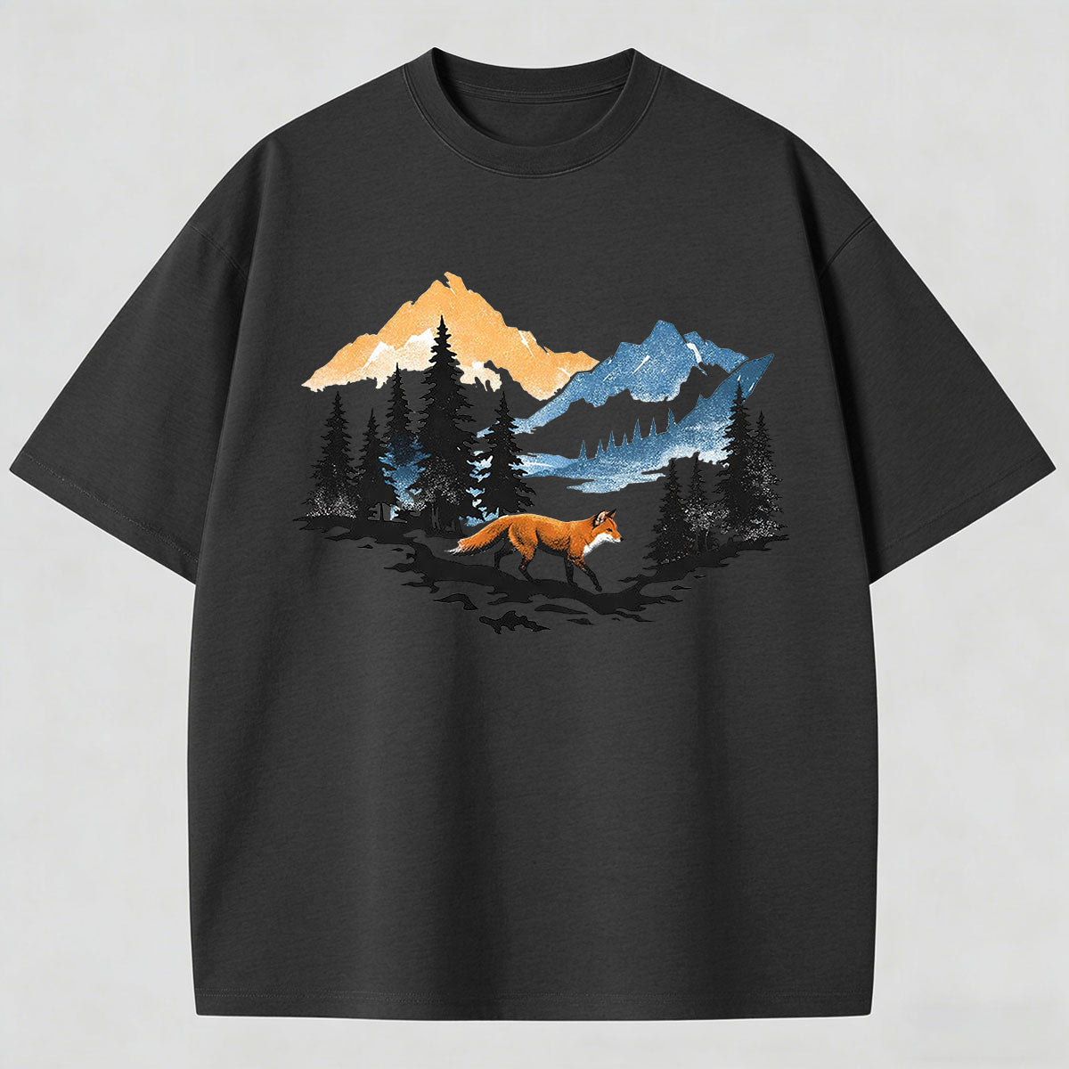 Men's Beautiful Landscape Painting Print Cotton T-Shirt