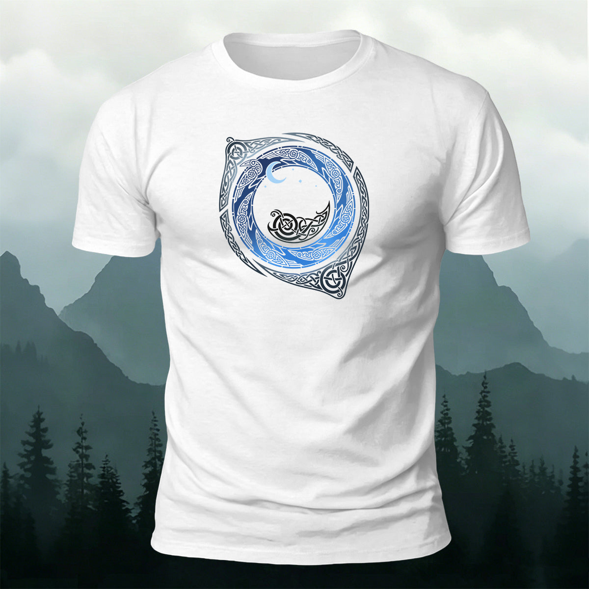 Spiral Mythical Totem Print Casual Cotton T-Shirt