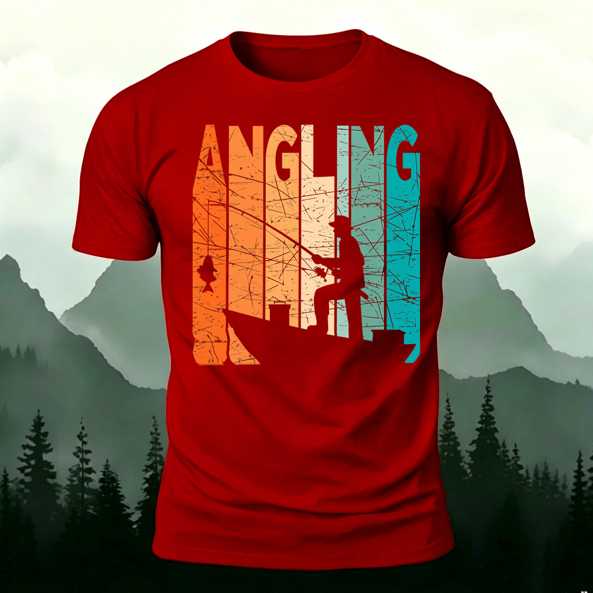 Angling Colorful Pattern Casual Premium Cotton T-shirt