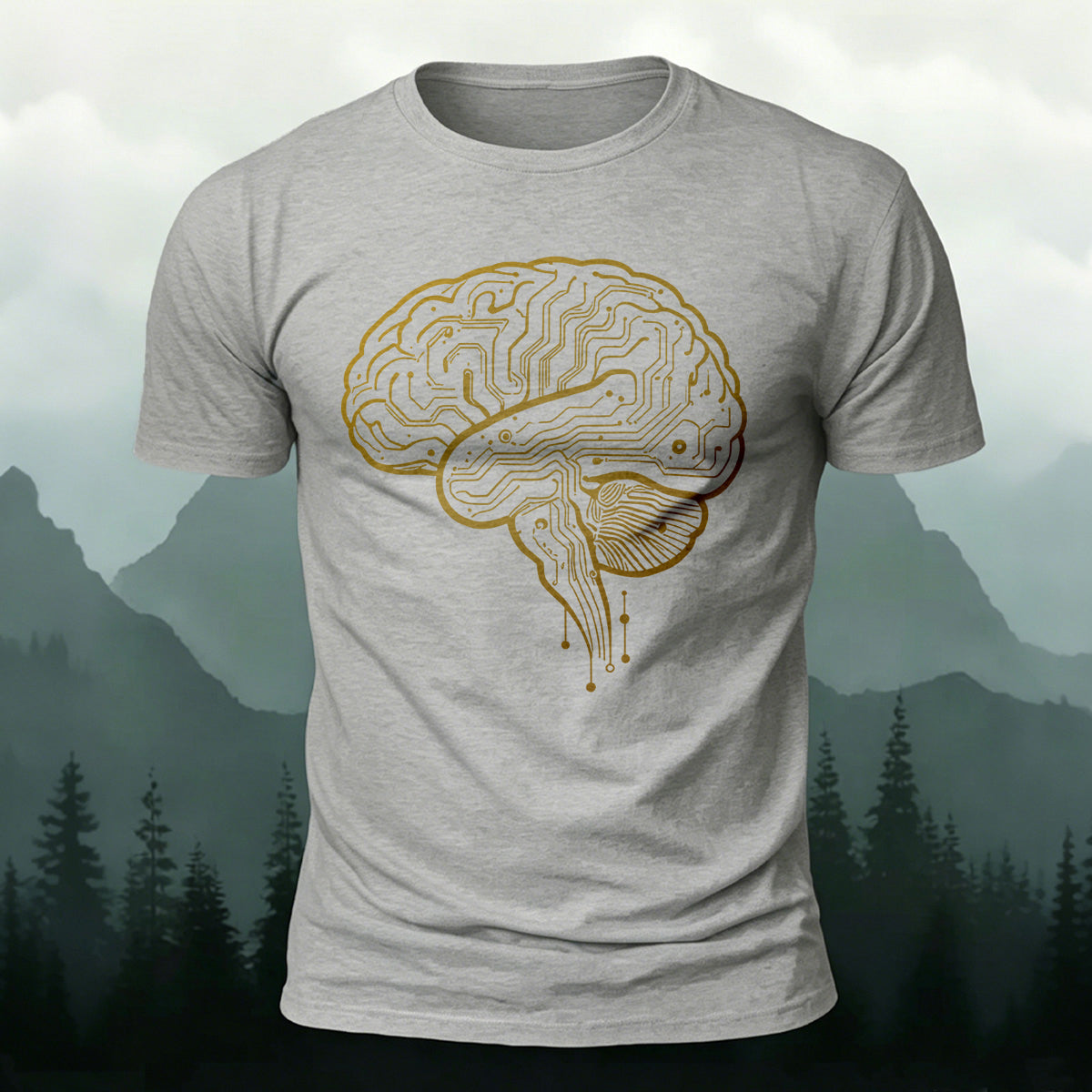 Brain Print Minimalist Premium Cotton Casual T-shirt