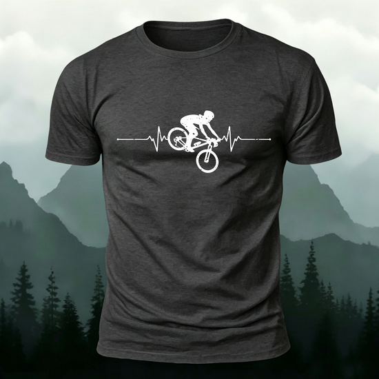 Minimalist Cycling Pattern Soft Comfortable Cotton T-Shirt Dark Grey