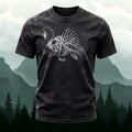 Lanternfish Pattern Streetwear Washed Cotton T-Shirt