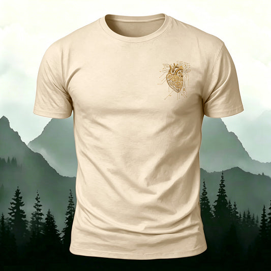 Mechanical Heart Premium Cotton fashionable T-Shirt Beige