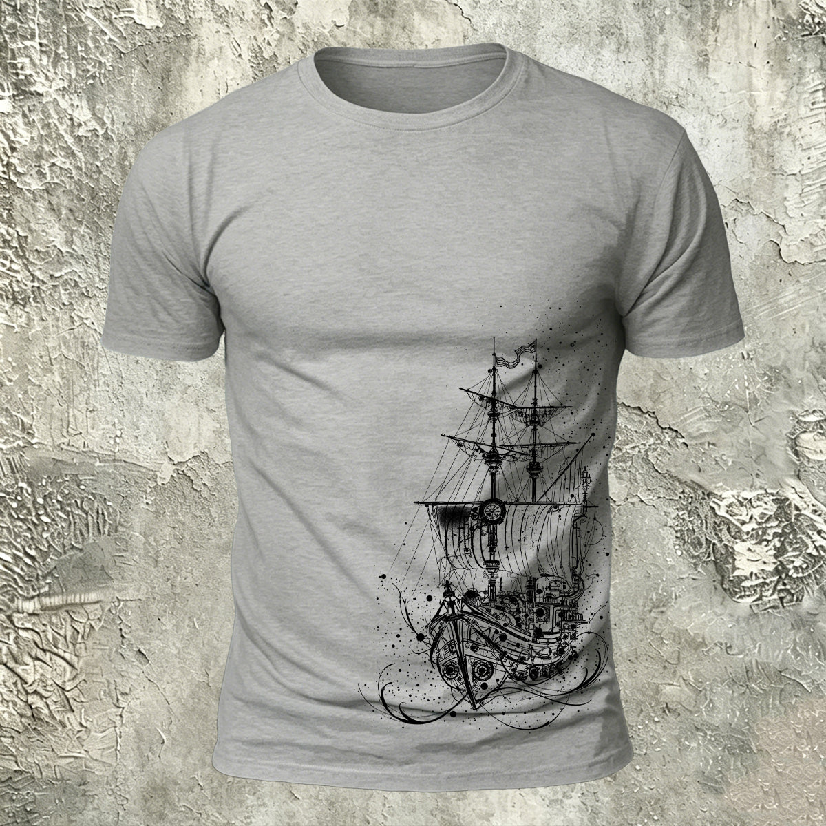 Sailboat Pattern Outdoor Premium Cotton T-Shirt
