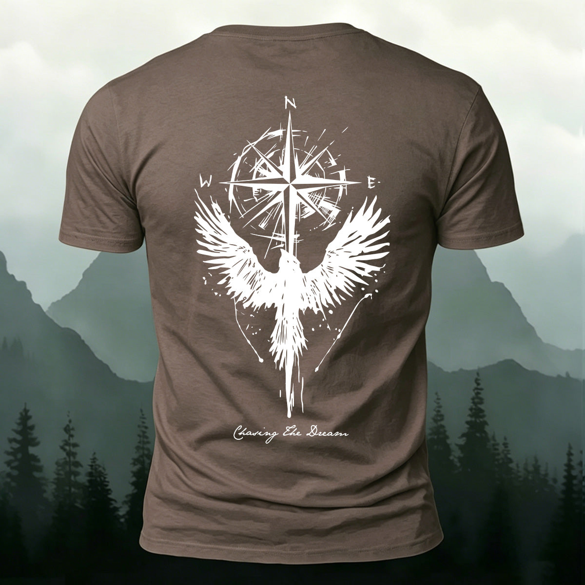 Phoenix Compass Print Casual Cotton T-Shirt