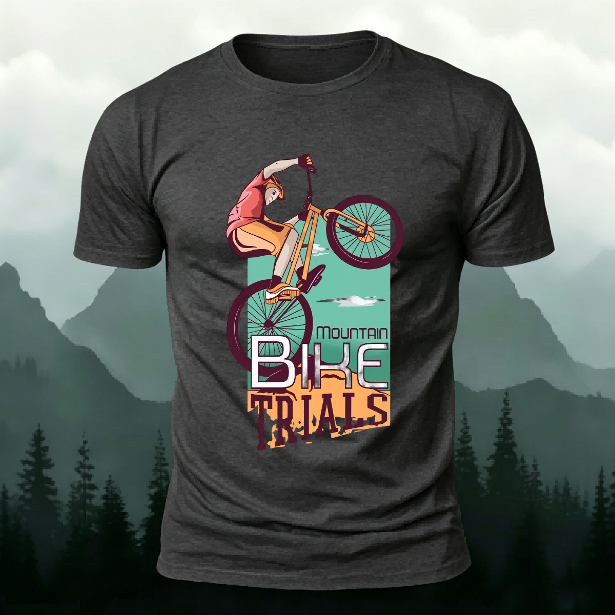Mountain Biking Printed Fashion Premium Cotton T-Shirt