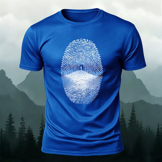 Fingerprint Print Artistic Natural Premium Cotton T-Shirt Blue
