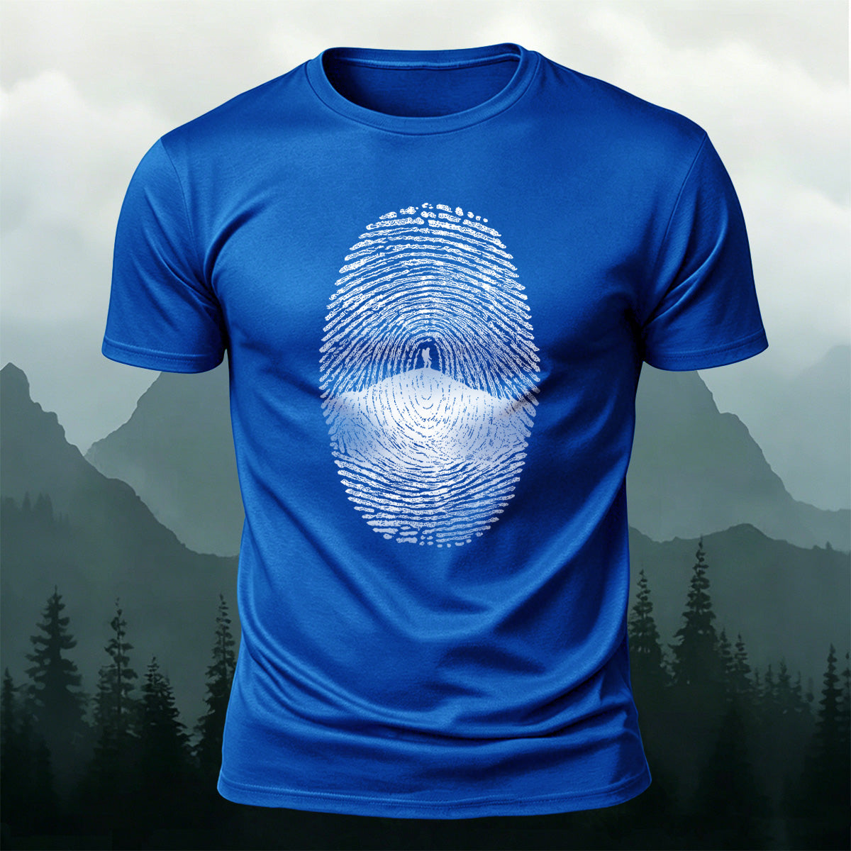 Fingerprint Print Artistic Natural Premium Cotton T-Shirt Blue