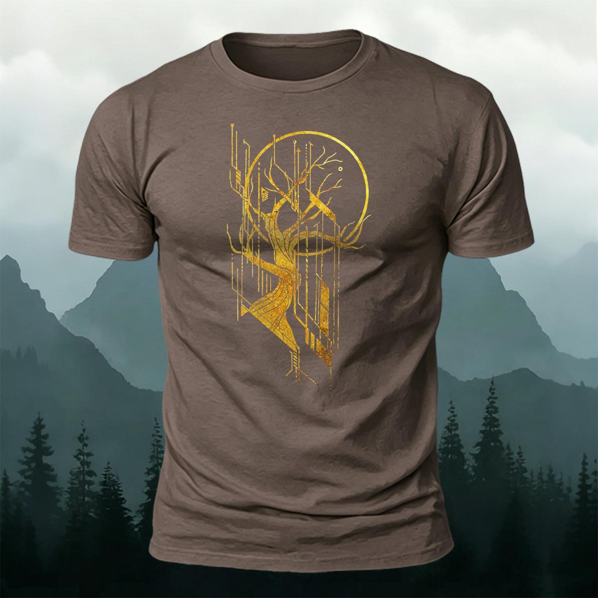Tech Tree Artistic Pattern Soft Breathable T-Shirt