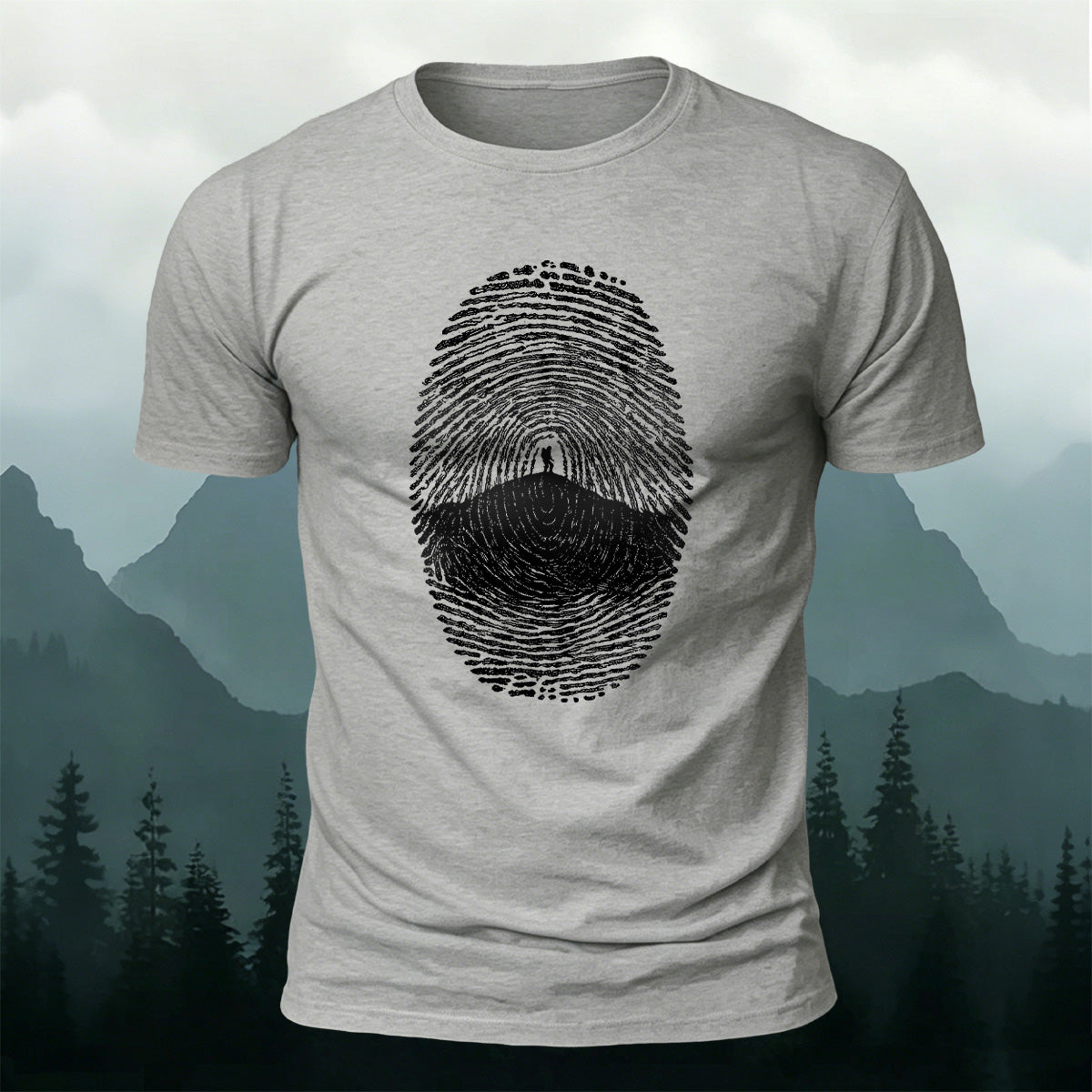Fingerprint Print Artistic Natural Premium Cotton T-Shirt Grey