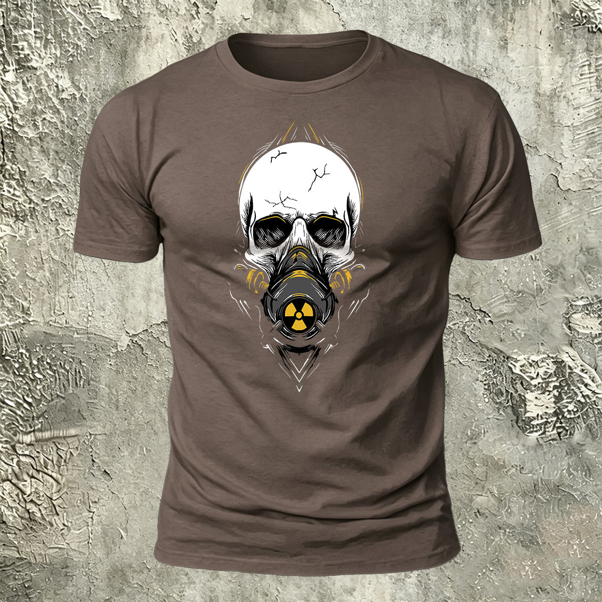 Gas Mask Skull Print Cotton Crew Neck T-Shirt CO