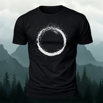 Artistic Zen-Inspired Print Casual Cotton T-Shirt