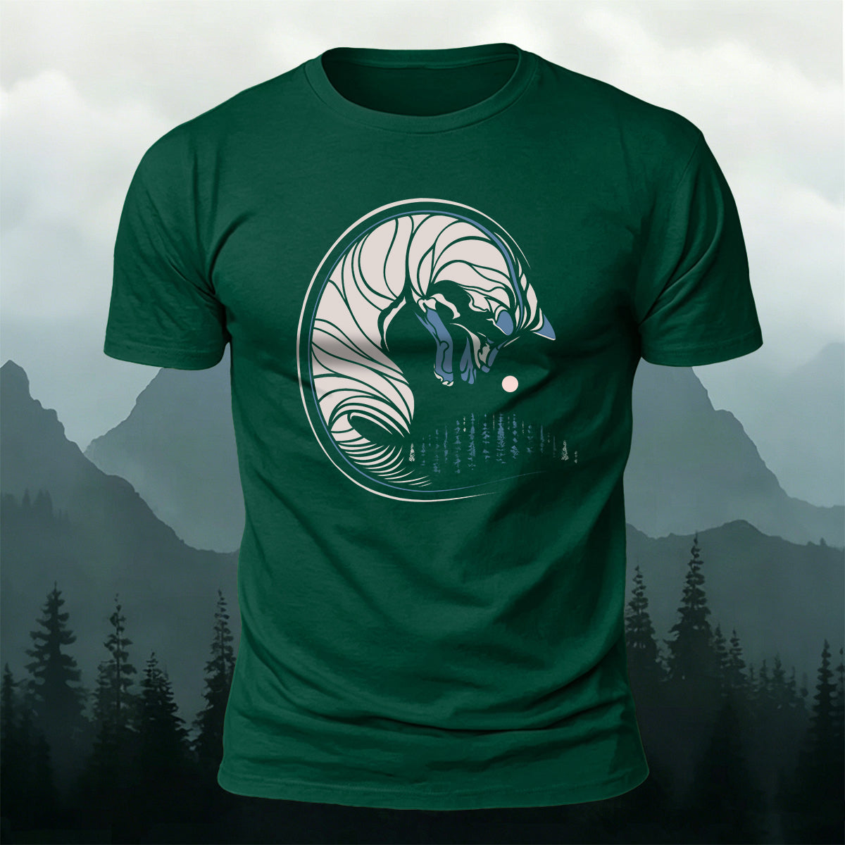 Fox Sketch Print Outdoor Comfort Cotton T-Shirt