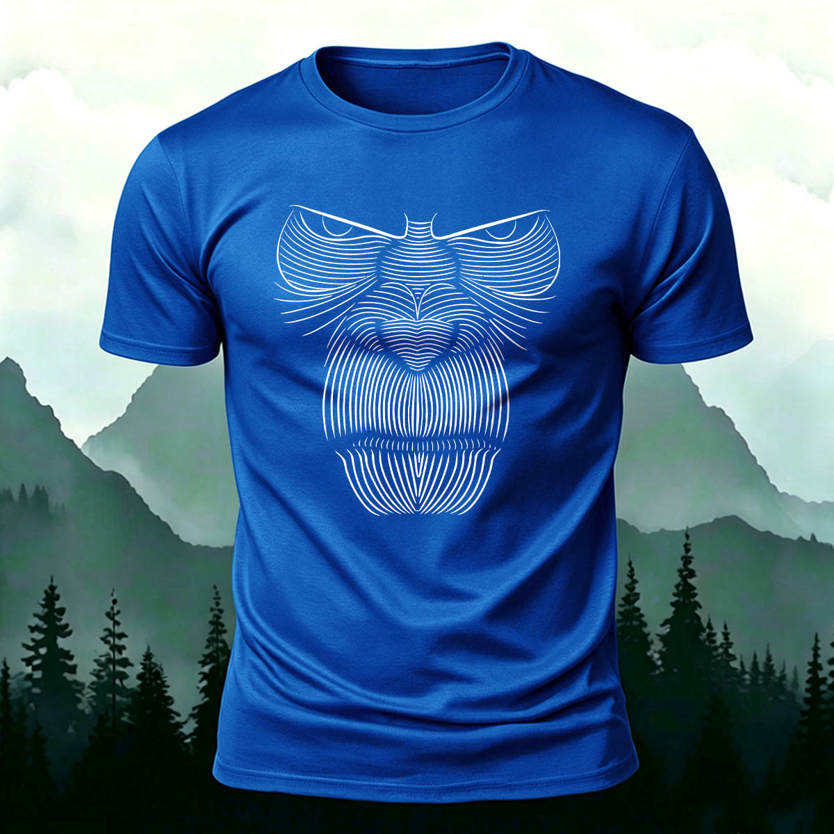 Striped Gorilla Face Printed 100% Cotton Crew Neck T-Shirt