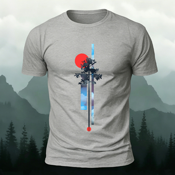 Tree Pattern Natural Outdoor Premium Cotton Tee Grey