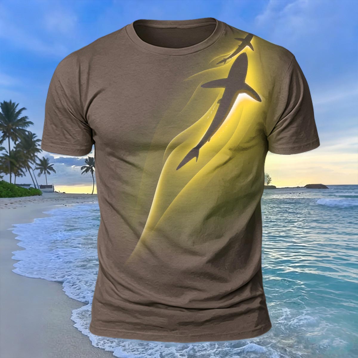 Ocean Spirit Whale Print 100% Cotton Casual T-Shirt